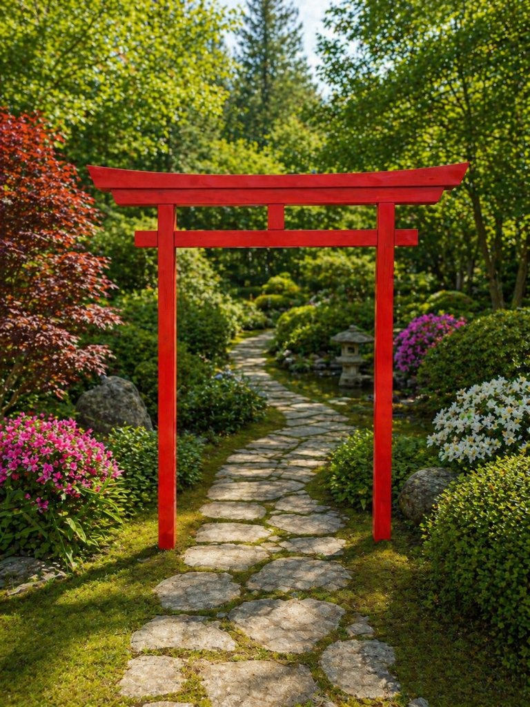 Japanische Torii kaufen Handgemachtes Torii aus Holz, schlichtes Design, perfekt als Garten-Deko oder Eingangselement, Verkauf
