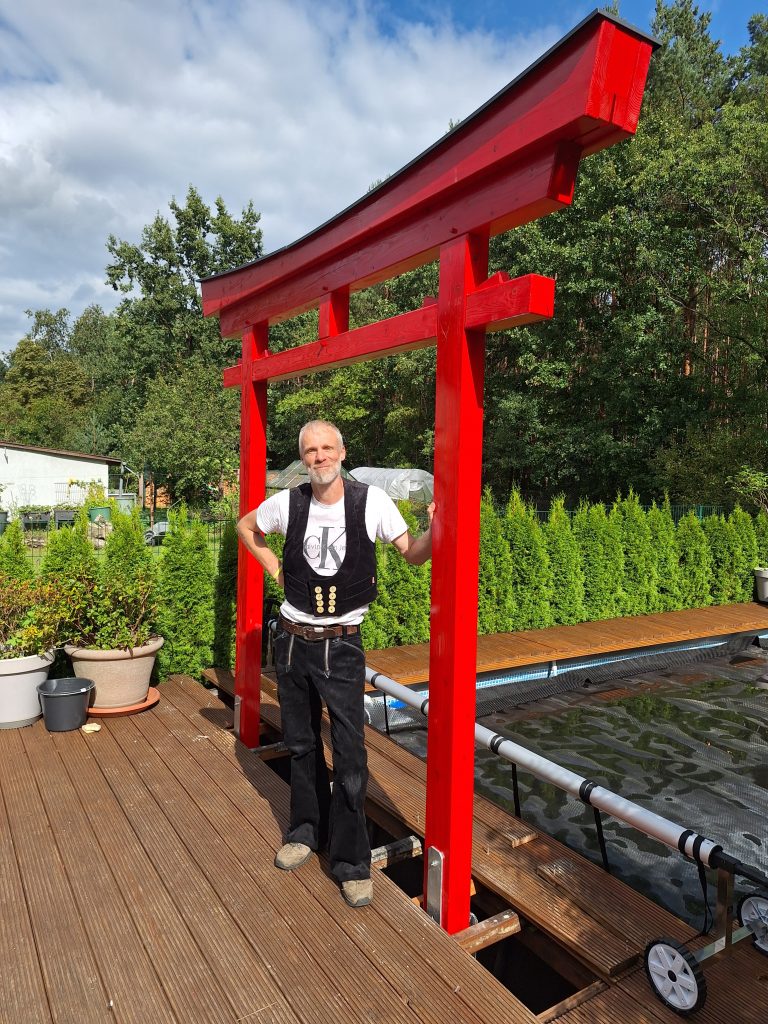 Mein-Torii Selbstgebautes Holz-Torii, minimalistisch und wetterfest, stilvolle Gartendekoration im Japan-Design