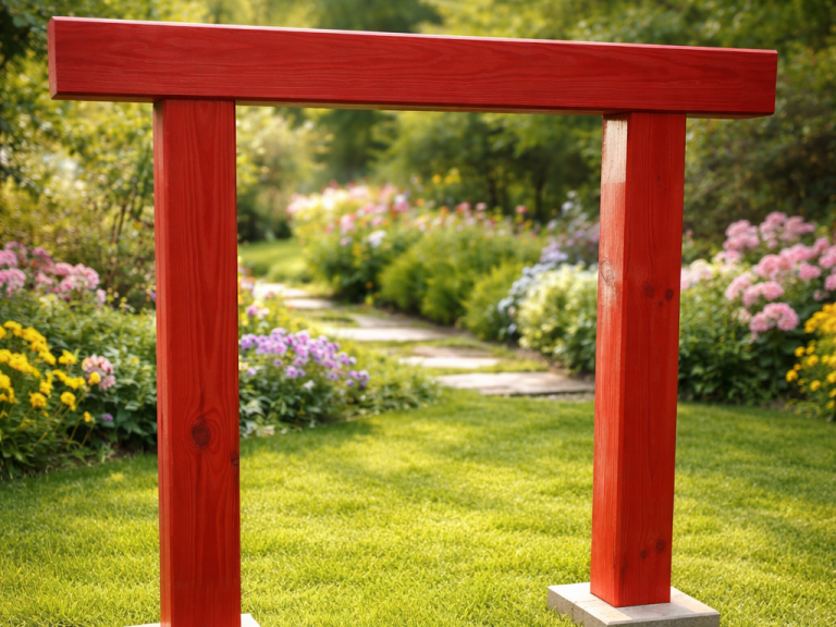 Kleines handgefertigtes Shinmei Torii (1,05×0,82 m) für Garten oder Rückzugsort – Symbol für Klarheit, Balance und positive Energie.